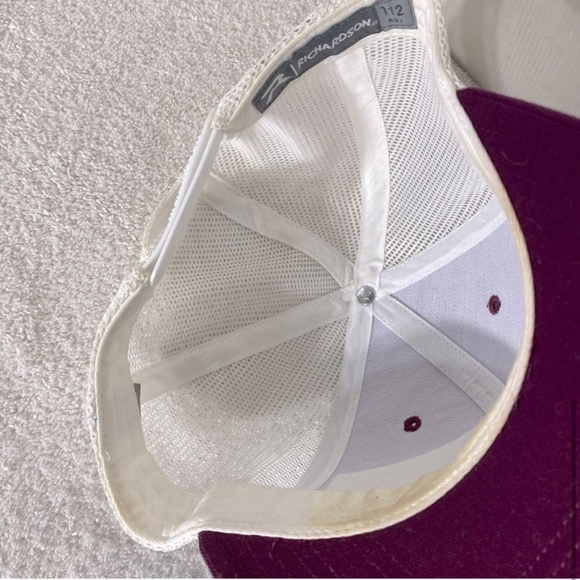 5/$25 WYR Richardson Burgundy White Mesh Back Snap Back Trucker Style Hat - Picture 7 of 11